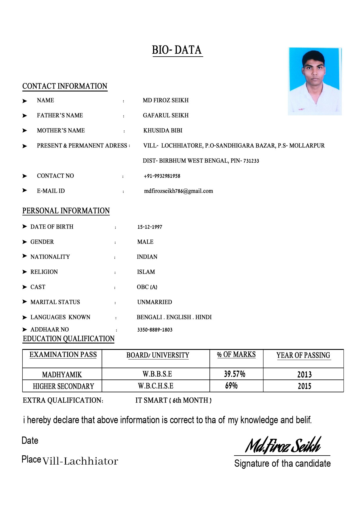 Biodata-Firoz – APLL